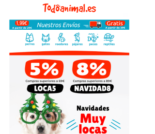 Hasta 8% descuento según importe de compra desde Todoanimal