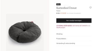 Hoopo Donut Kattenbed Donkergrijs voor €29,99 bij Westwing