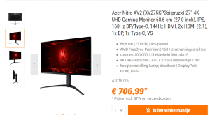 Acer Nitro XV5 XV275K P3, 68,6 cm (27"), voor €706,99 bij Nbb