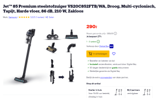 Samsung Jet 85 Premium steelstofzuiger voor €290 bij Bol