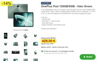 OnePlus Pad - 128GB WiFi Green voor €411,73 bij Proshop