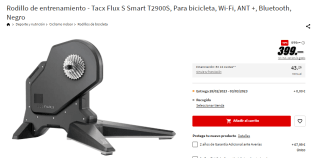 Rodillo entrenamiento bicicleta Tacx Flux S Smart T2900S por 399€