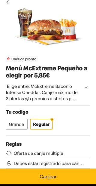 Menú MC extreme desde 5,85€