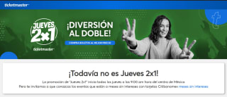 Todos los jueves 2 x 1 en Ticketmaster