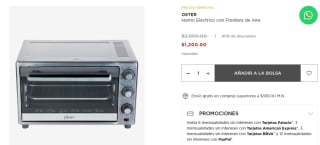 Horno Eléctrico Oster con Freidora por $1,200 en El Palacio de Hierro