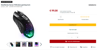 SteelSeries Aerox 9 Wireless gaming muis voor €99 bij Alternate