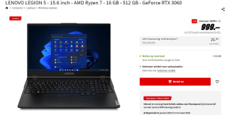 LENOVO LEGION 5 - 15.6 inch - AMD Ryzen 7 - 16 GB - 512 GB - GeForce RTX 3060 voor €999 bij de Mediamarkt