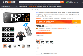 Relógio Digital de Parede da AGSIVO - R$ 152,83