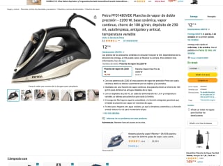 Plancha de vapor de doble precisión Petra PF01480VD 2200W base cerámica por solo 12,73€