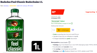 Badedas Feel Classic Badschuim 1 L voor €3,18 bij Bol.com