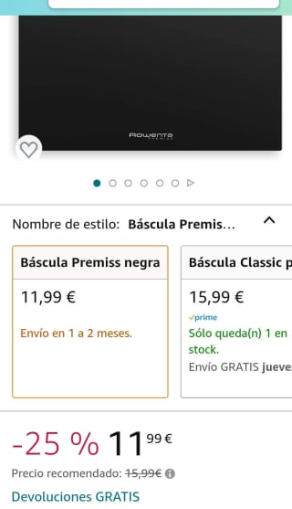 Rowenta Báscula de baño Premiss BS1400 por 11,99€.