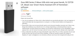 Z-Wave Plus Long Range Zooz USB Dongle 800 voor €54,43 bij Amazon