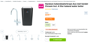 Handson kokendwaterkraan Ace met hendel Chroom Incl. 4 liter kokend water boiler voor €224,70 bij de Gamma