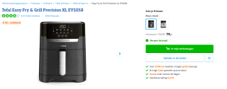 Tefal EY 5058 Easy Fry & Grill XL Precision zwart voor €79 bij Coolblue