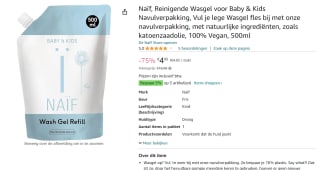 Naïf Reinigende Wasgel voor Baby & Kids Navulverpakking voor €4,95 bij Amazon