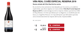6 Botellas de Viña Real Cuvée Especial Reserva 2019 por 39.5€