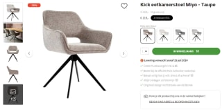 Kick eetkamerstoel Miyo (taupe) voor €119 bij Kick Collection