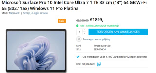 Microsoft Surface Pro 10 Wi-Fi Core Ultra 7 165U 1TB voor €1899 bij MyMediaCenter