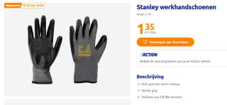 Stanley werkhandschoenen voor €1.35 bij de Action