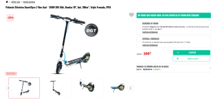 Patinete Eléctrico SmartGyro Z-One Azul - 350W 36V 8Ah, Ruedas 10", Aut. 30km por 299€