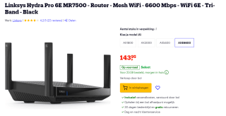 Linksys Hydra Pro 6E MR7500 - Router voor €143,95 bij Bol