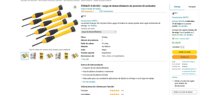 STANLEY 0-66-052 Juego de destornilladores de precision 6 unidades por 4,95€