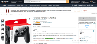 Manette Nintendo Switch Pro à 53,05€
