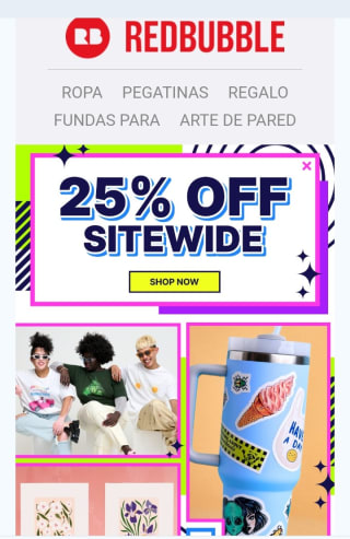 -25% de Descuento en Redbubble.