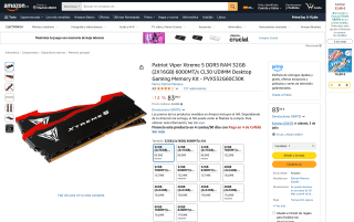 Patriot Viper Xtreme 5 RAM 32GB 2x16GB por 83,99€