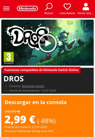 Dros Nintendo Switch por 2,99€.