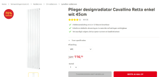 Designradiator Plieger Cavallino Retto Enkel 999 Watt Middenaansluiting 200x45 cm coor €116,70 bij Praxis