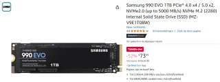 Samsung 990 EVO SSD 1TB M.2 PCIe 4.0 x4 / 5.0 x2 NVMe Interne Solid State Drive voor €73,99 bij Amazon