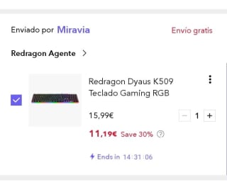 Redragon Dyaus K509 Teclado Gaming RGB por 11,19€.