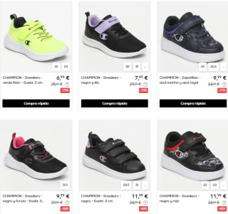 Hasta 90% descuento ropa y calzado Champions desde solo 2,99€