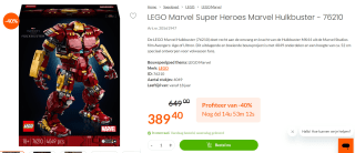 LEGO Marvel Hulkbuster voor €389,40 bij Fun