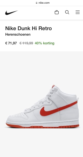 40% korting op nike dunk high