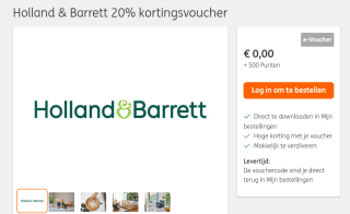 Voucher voor 20% korting bij Holland and barrett voor 500 ING rentepunten