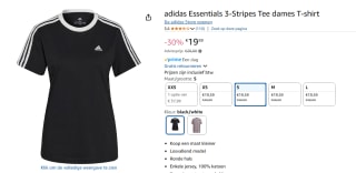 Adidas Essentials 3 Stripe T-Shirt voor €19,59 bij Amazon