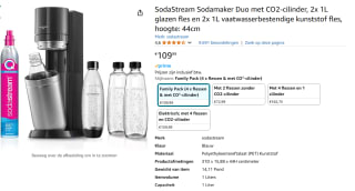 SodaStream Sodamaker Duo met CO2-cilinder, 2x 1L glazen fles en 2x 1L kunststof fles, voor €109,99 bij Amazon