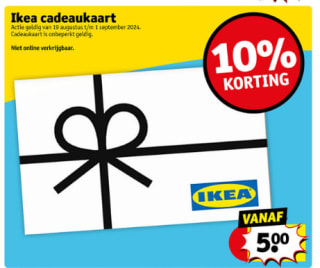 Ikea cadeau kaart met 10% korting vanaf €5 bij Kruidvat