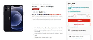iPhone 12 128GB Telcel por $11,049 en Elektra