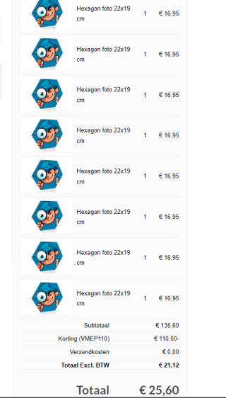 Hexagon met eigen foto voor €25,60 dmv code bij FotoCadeau