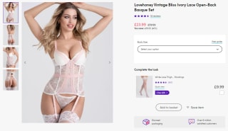 Acquire a vintage bliss ivory lace open-back basque set from Lovehoney as low as £23.99