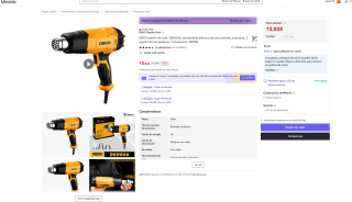 Pistola DEKO de calor DKHG06 eléctrica de aire caliente 2000W 3 accesorios por solo 13,03€ (Nuevos usuarios por 7,22€)