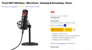 Trust Gaming GXT 256 Exxo USB Streaming Microfoon voor €32,50 bij Bol