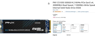 PNY CS1030 M.2 NVMe - 500GB voor €27,90 bij Amazon