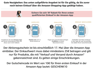 €10 korting op je eerste bestelling via de app bij Amazon