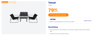 4-delig tuin-set met textileen zittingen voor €79,99 bij de Action