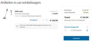 Philips Steelstofzuiger Draadloos XC2011/01 voor €142,50 dmv code in de Philips store