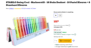 Stabilo Swing Cool 18 markeerstiften voor €15,63 bij Bol